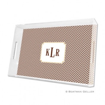 Lucite Tray – Herringbone Chocolate 1 Lucite Tray - Herringbone Chocolate