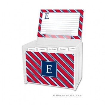 Recipe Box – Repp Tie Red & Navy 1 Recipe Box - Repp Tie Red & Navy