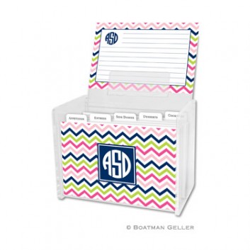 Recipe Box – Chevron Pink Navy & Lime 1 Recipe Box - Chevron Pink Navy & Lime