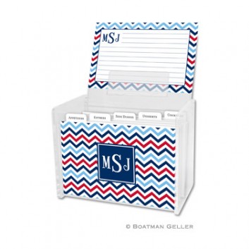 Recipe Box – Chevron Blue & Red 1 Recipe Box - Chevron Blue & Red