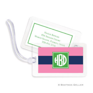 Luggage Tags - Rugby Navy & Pink
