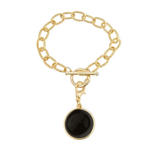 Gold Toggle Bracelet with Black Disc