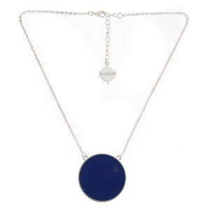 Enamel Soft Chain Necklace Silver/Navy