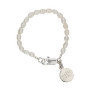 Children's Freshwater Rice Pearl Bracelet With small Sterling Silver Charm
