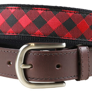 Buffalo Plaid Leather Tab Belt