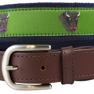 Buffalo in Bow Ties Leather Tab Belt